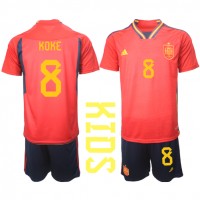 Camiseta España Koke #8 Primera Equipación Replica Mundial 2022 para niños mangas cortas (+ Pantalones cortos)